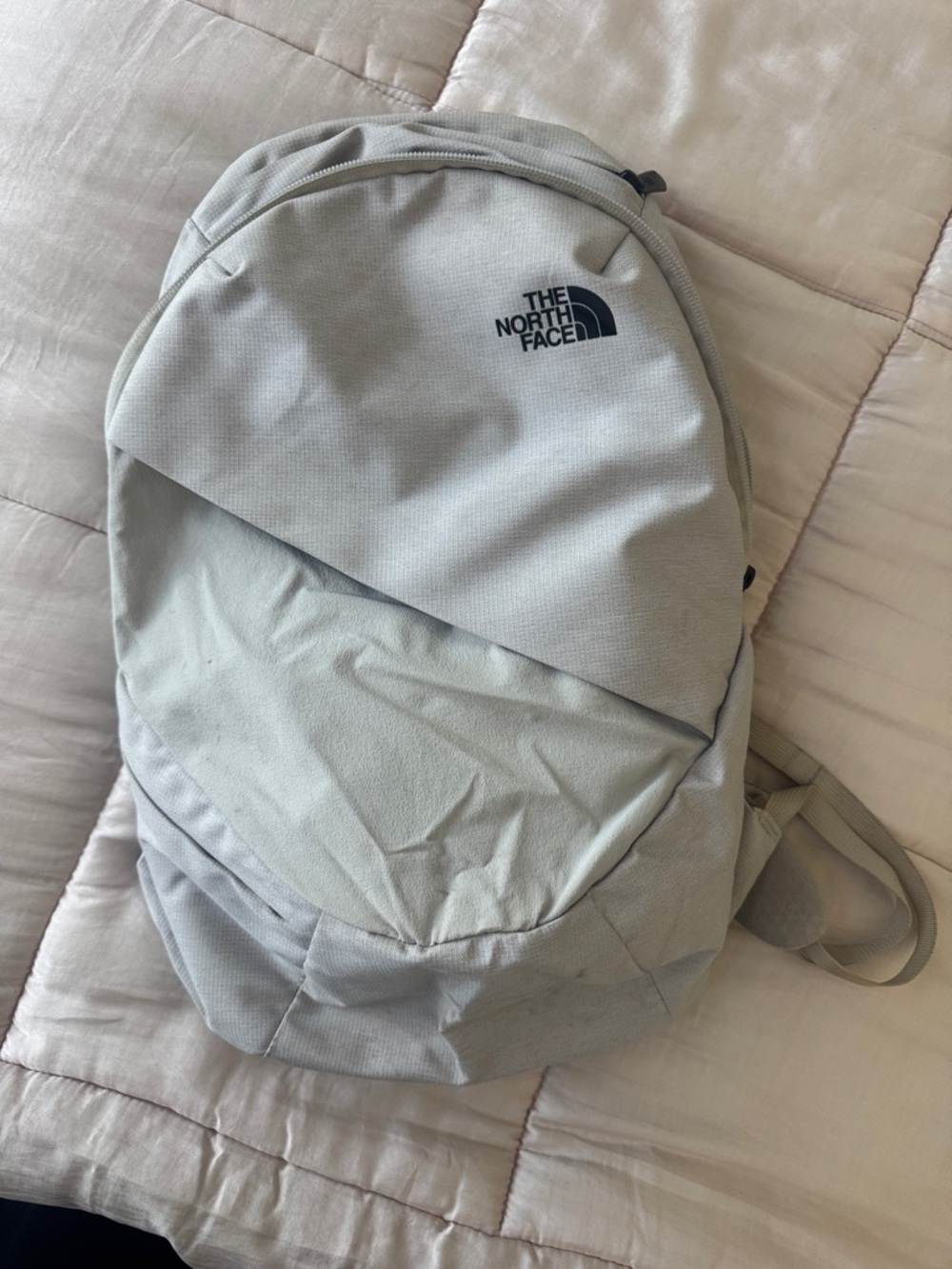 The North Face Light Gray Backpack with Front Pocket